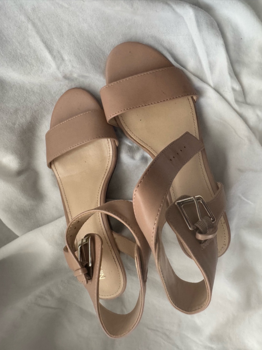Nine West Blush Tan Slingback Block Heel Sandals